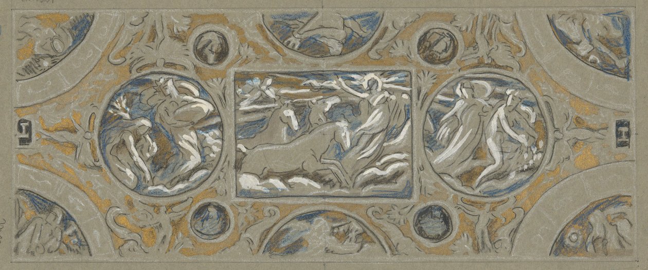 Alustava tutkimus Huntington House Ceilingistä, 60 tutkimuksesta Huntingtonin kattoa varten (1926.80) tekijältä Elihu Vedder