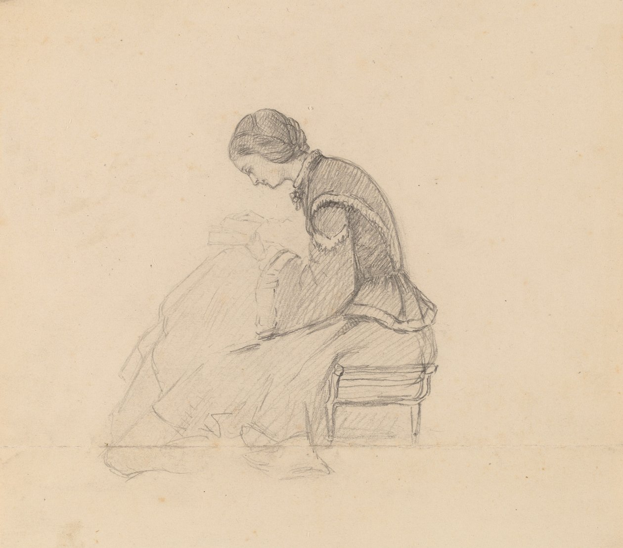 Tutkimus tytöstä, joka lukee, n. 1858. tekijältä Elihu Vedder