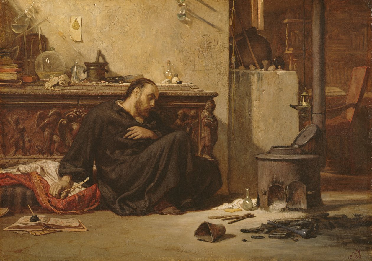 Kuollut alkemisti, n. 1868 tekijältä Elihu Vedder
