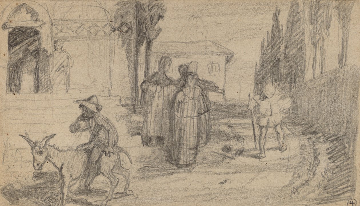 Vertaus Milleristä ja Aasista, n. 1859. tekijältä Elihu Vedder