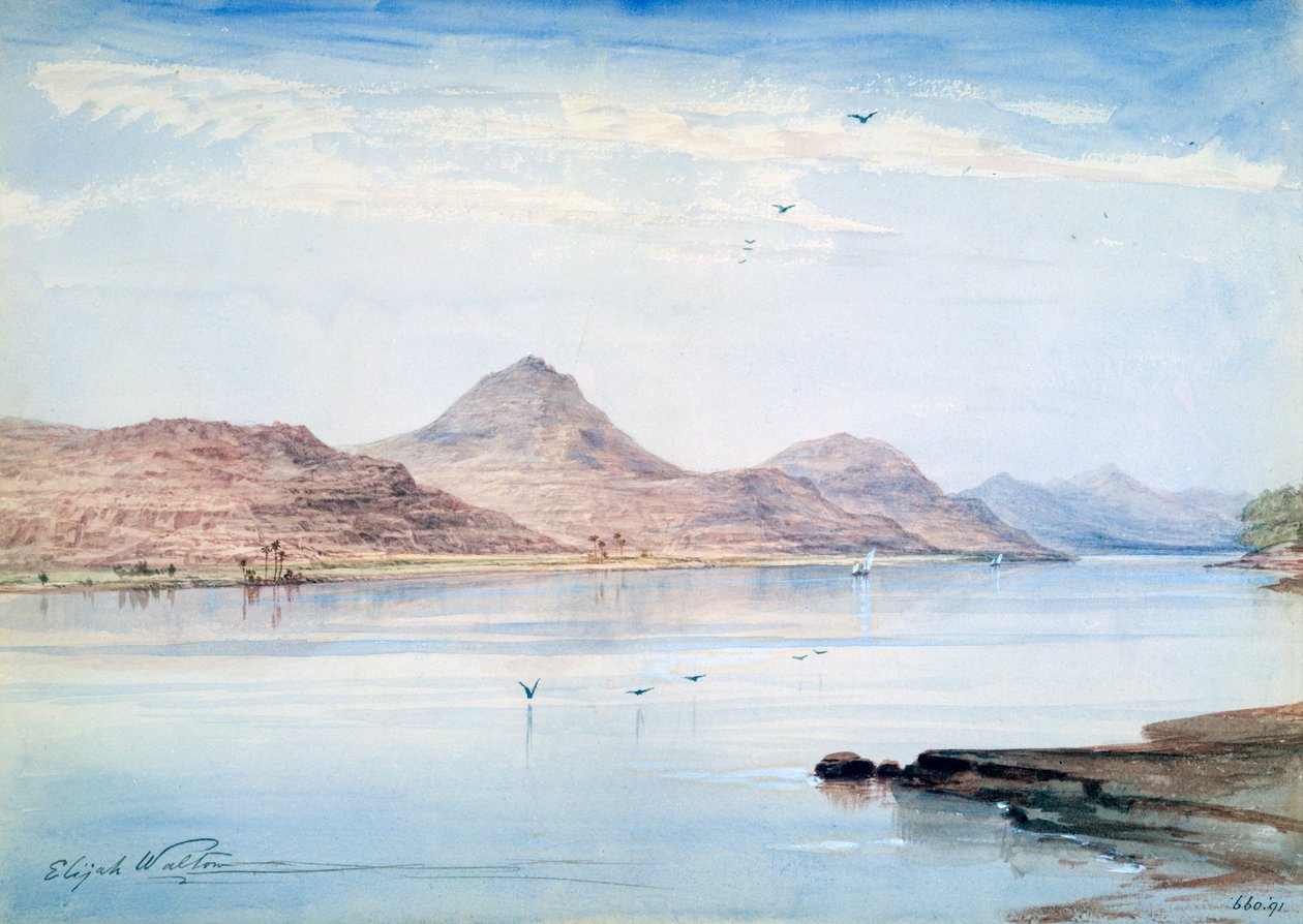 Niilillä, Gebel el Mody, Nubia, 1861 tekijältä Elijah Walton