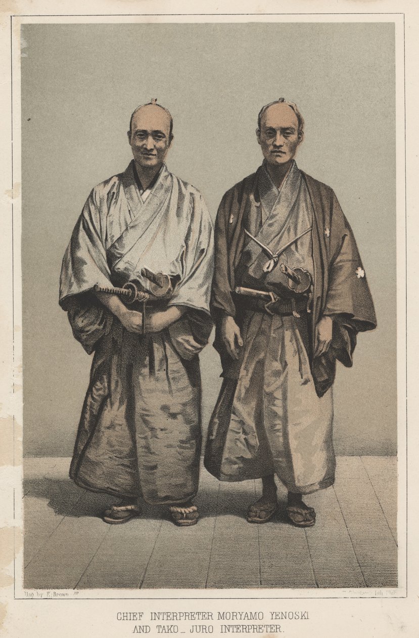 Päätulkki Mryamo Yenoski ja Tako-Juro, tulkki, 1855 tekijältä Eliphalet Brown