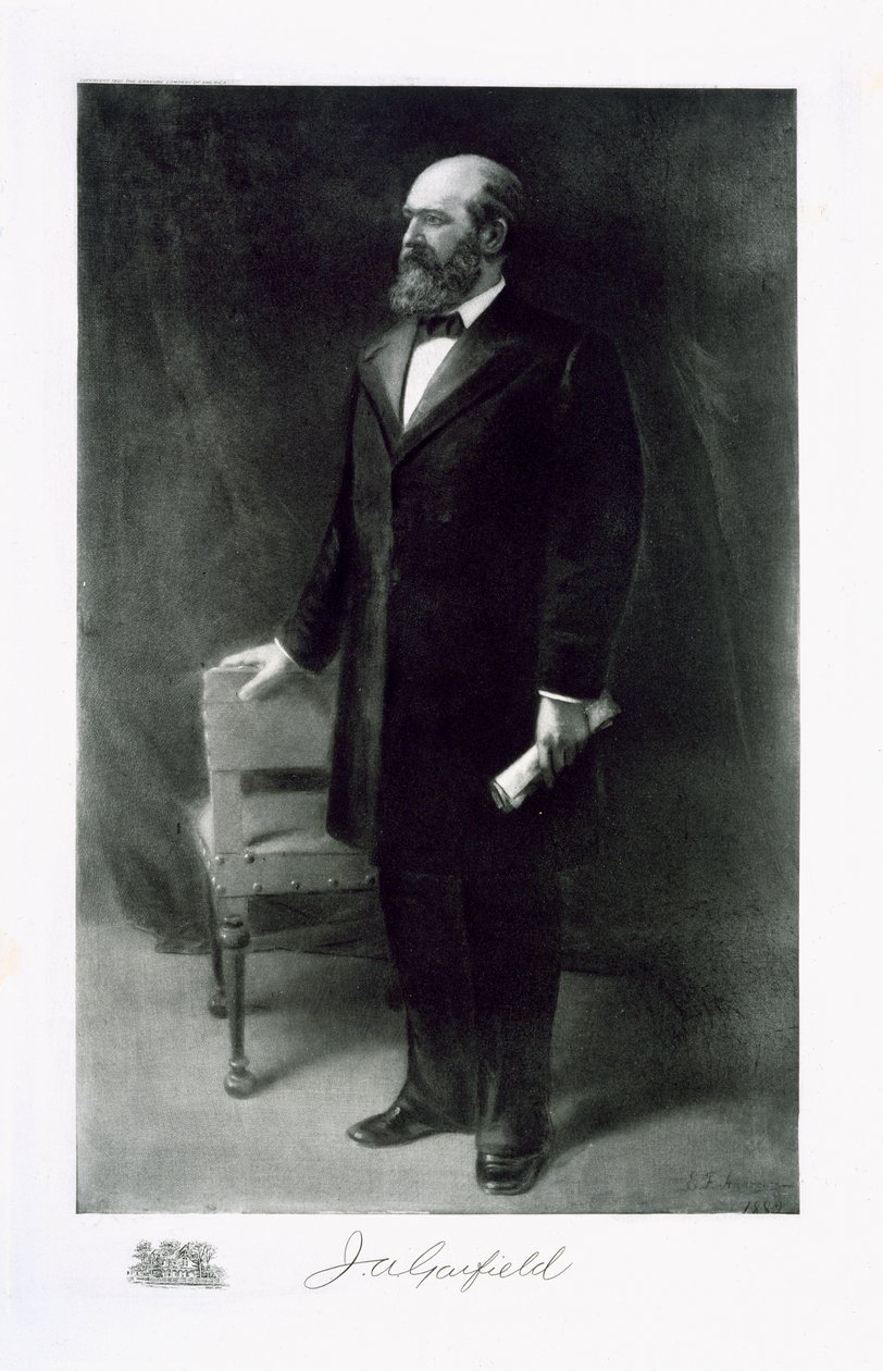 James A. Garfield, Amerikan yhdysvaltojen 20. presidentti, pub. 1901 (syväpaino) tekijältä Eliphalet Frazer Andrews