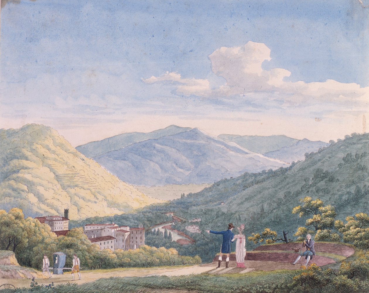 Näkymä Bagni di Luccalle, lokakuu 1813 tekijältä Elisa Bonaparte