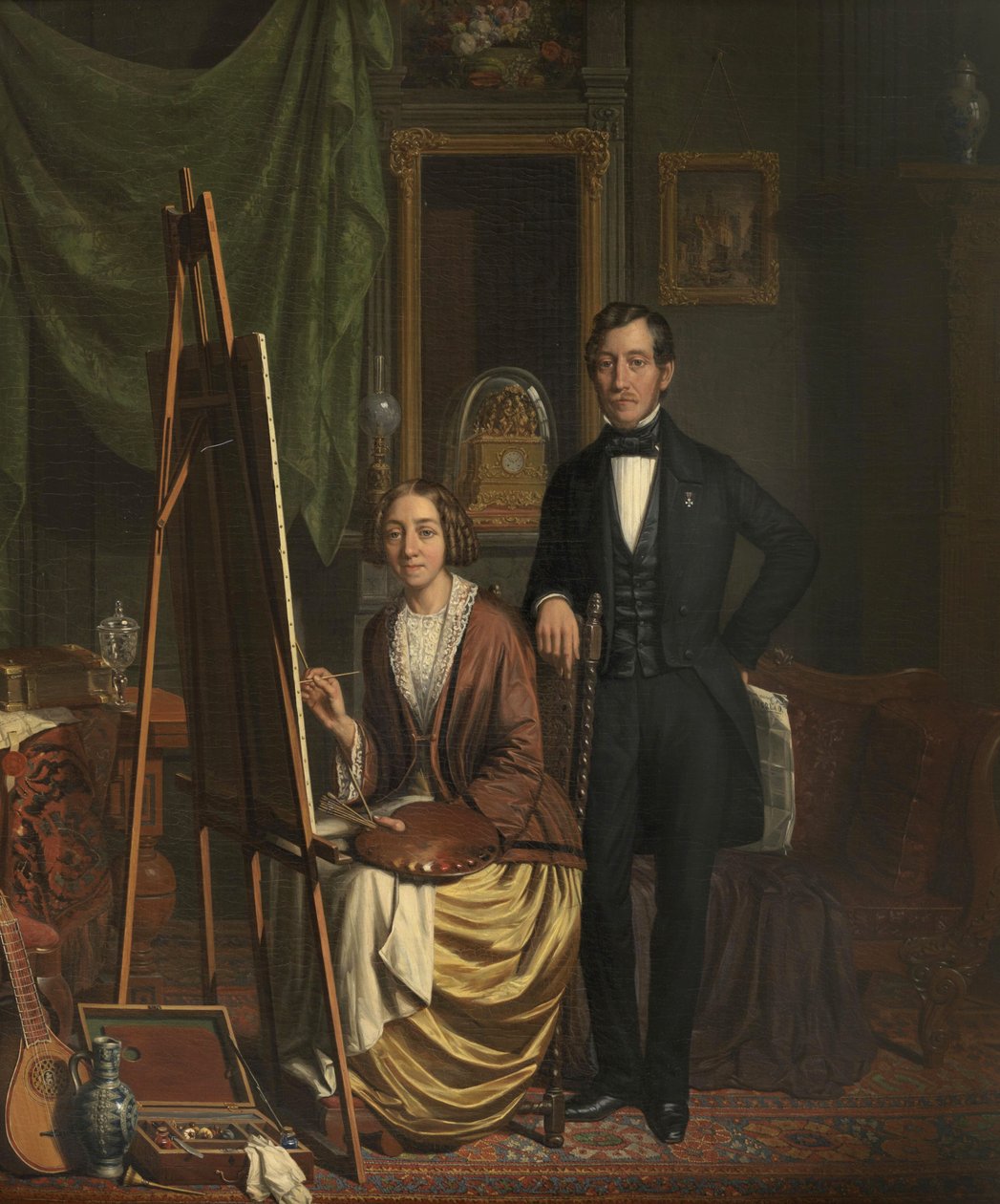 (Zelf) portret van het echtpaar Kiers-Haanen ovi Elizabeth Haanen (1845) tekijältä Elisabeth Alida Haanen