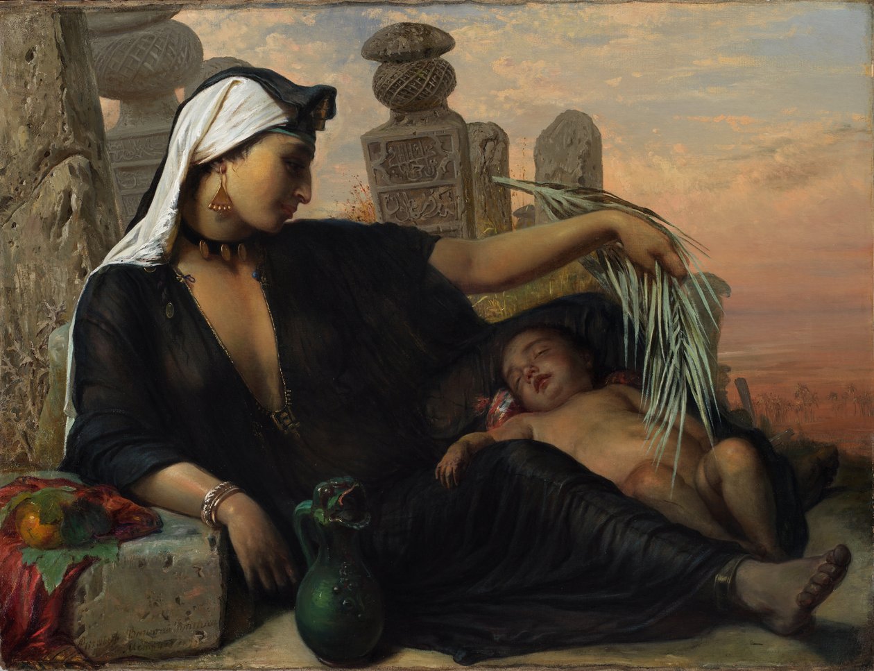 Egyptiläinen Fellah -nainen vauvansa kanssa tekijältä Elisabeth Maria Anna Jerichau Baumann