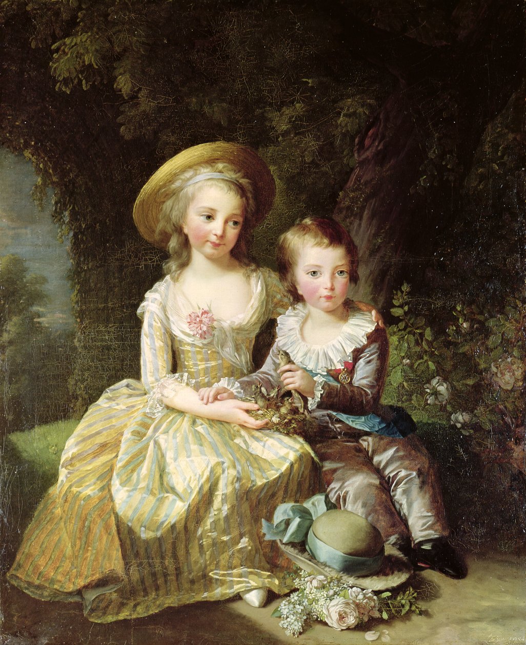 Lapsimuotokuvia Ranskan Marie-Therese-Charlottesta (1778-1851), tulevasta Angoulemen herttuattaresta ja Ranskan Louis-Joseph-Xavierista (1781-89) pääministeri Dauphin, 1784 tekijältä Elisabeth Louise Vigee Lebrun