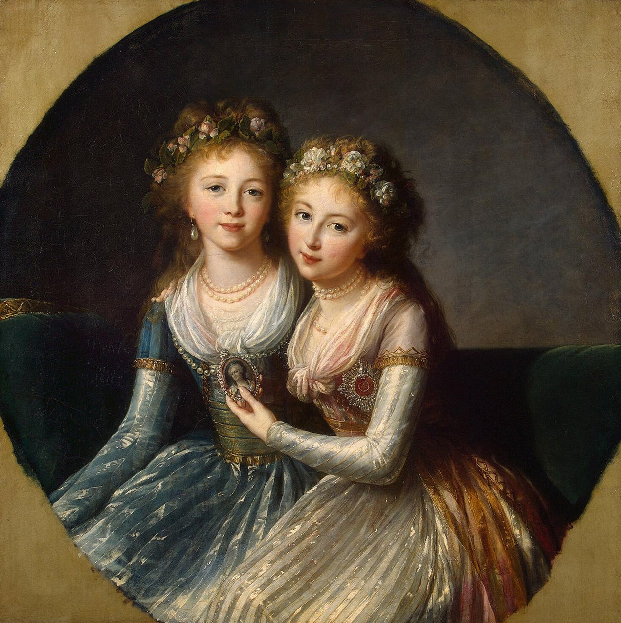 Venäjän suurherttuattareiden Alexandra Pavlovnan ja Elena Pavlovnan muotokuva, 1796 tekijältä Elisabeth Louise Vigee Lebrun