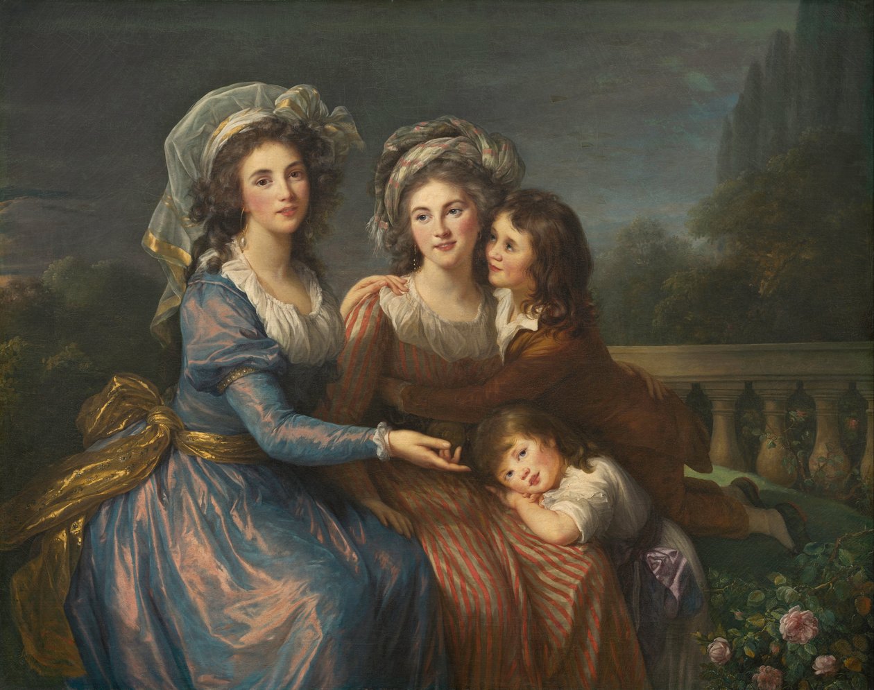 Pezayn markiisi ja Rougén markiisi poikiensa Alexisin ja Adrienin kanssa. tekijältä Élisabeth Louise Vigée Le Brun