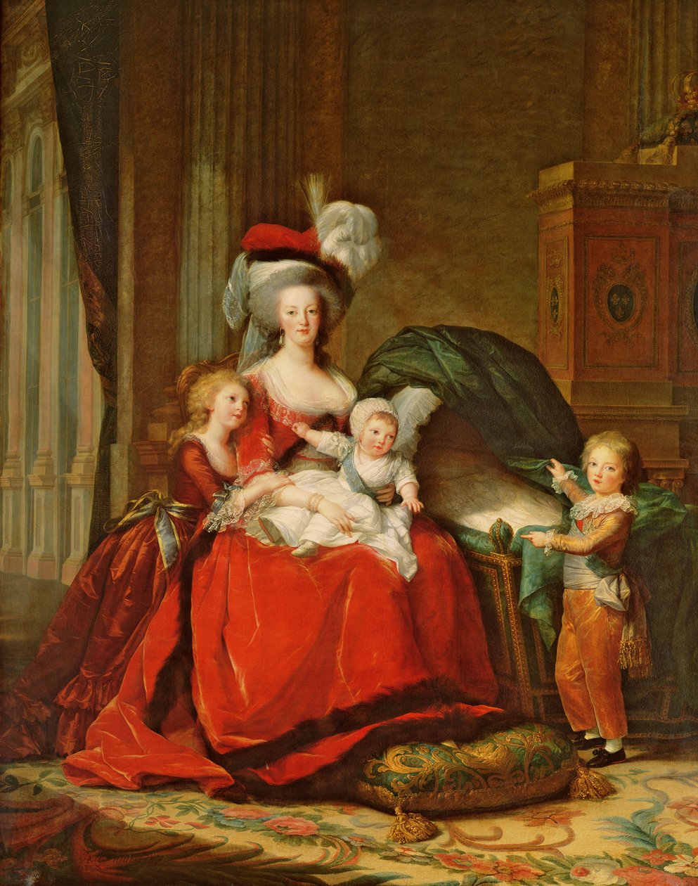 Marie-Antoinette (1755-93) ja hänen lapsensa tekijältä Elisabeth Louise Vigee Lebrun