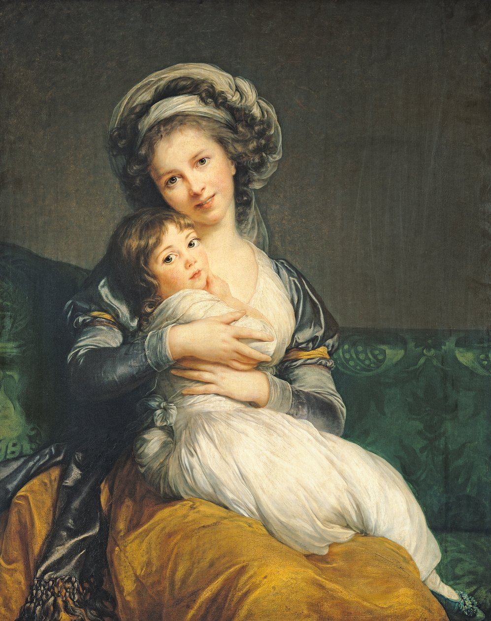 Omakuva turbaanissa lapsensa kanssa tekijältä Elisabeth Louise Vigee Lebrun
