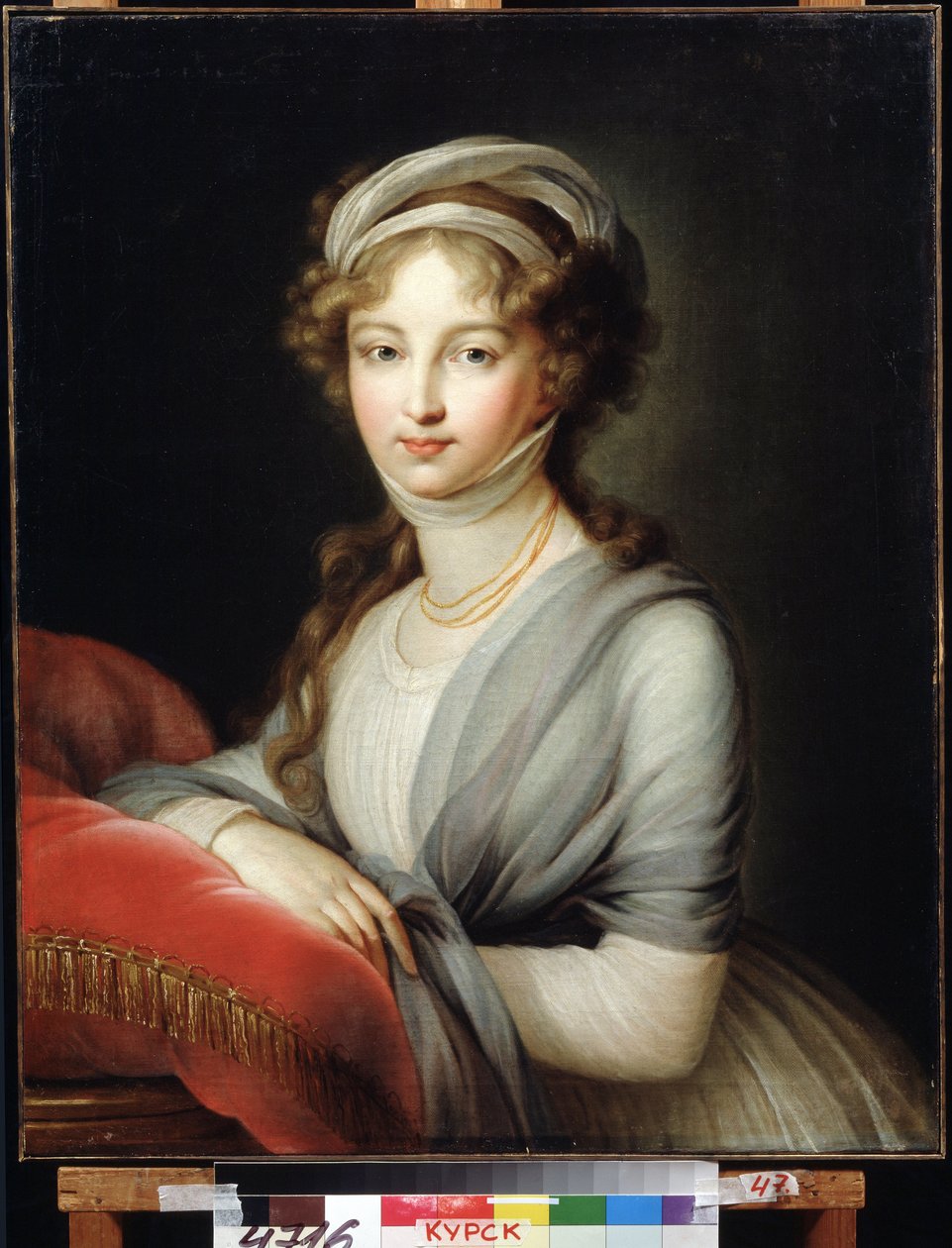 Keisarinna Elisabeth Alekseijevna, Badenin (tai Badenin) prinsessa Louise (1779-1826) muotokuva (Keisarinna Elizabeth Alekseijevnan muotokuva, Badenin prinsessa Louise). Marie Louise Elisabeth Vigee Lebrunin (1755-1842) maalaus. Öljy kankaalle, 80 x 64,6 c tekijältä Elisabeth Louise Vigee Lebrun