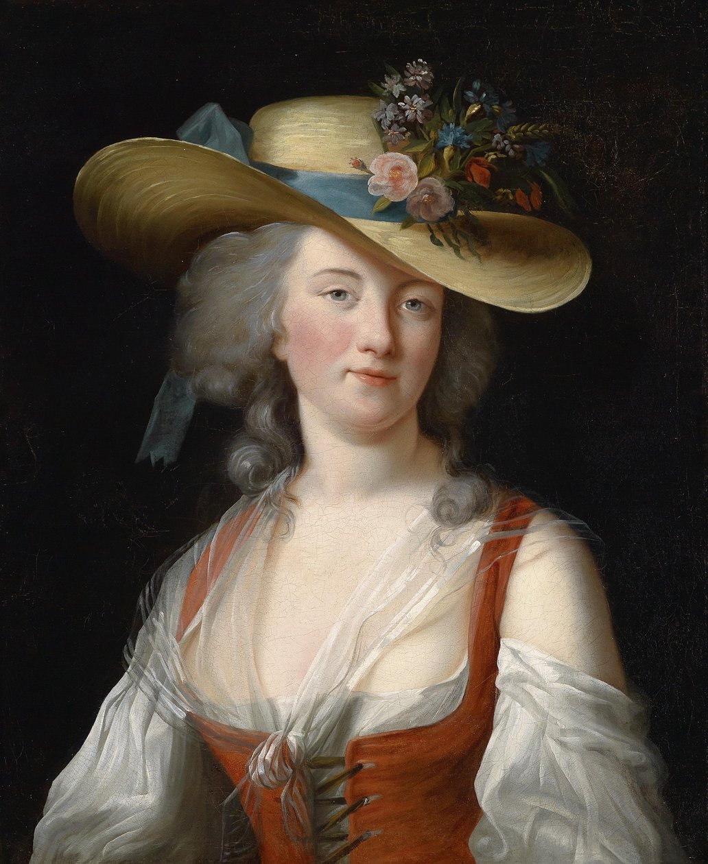 Muotokuva Anne Catherine Le Preudhomme de Chatenoysta, Verdunin kreivitärestä, hienona puutarhurina, n. 1780 tekijältä Elisabeth Louise Vigee Lebrun
