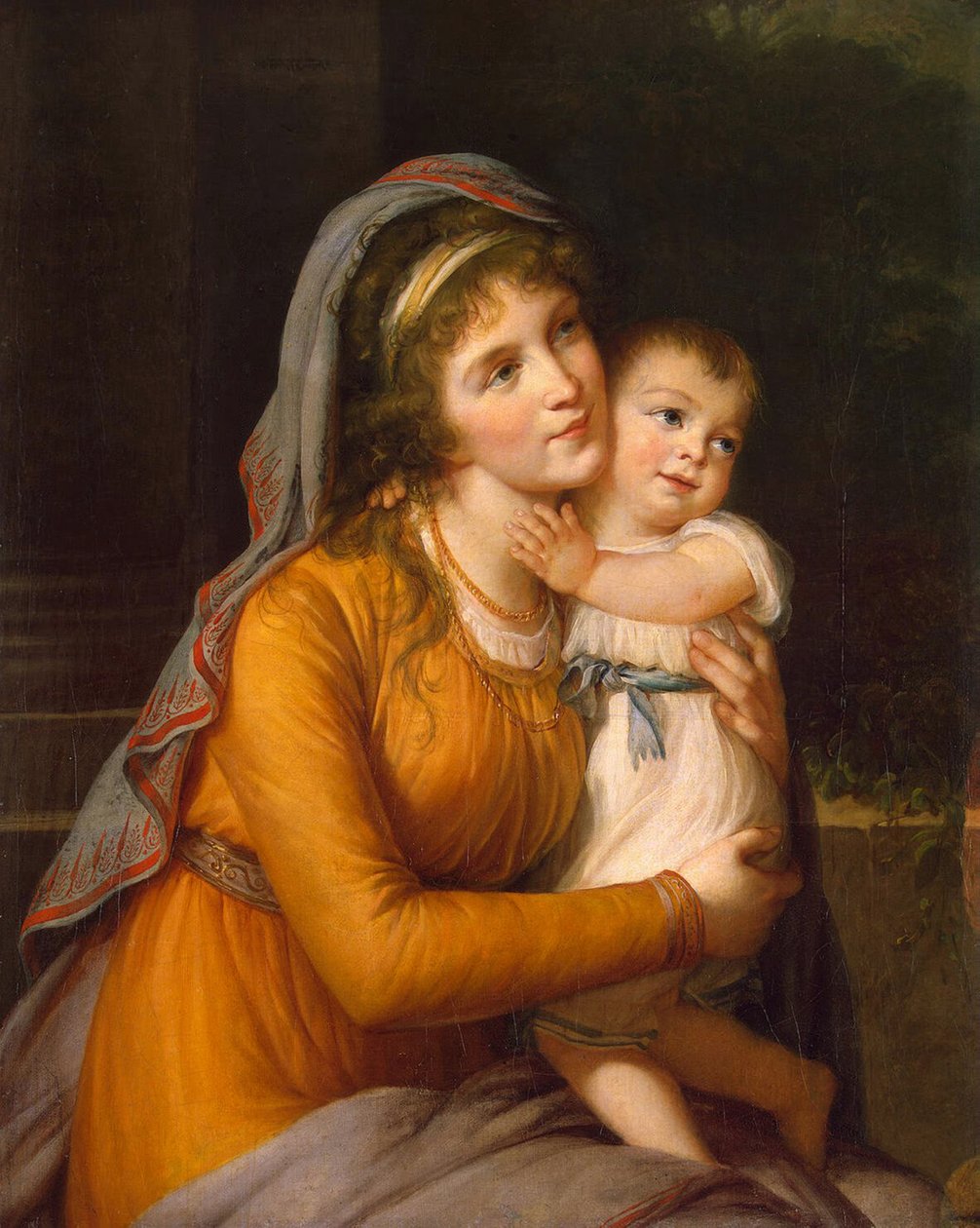 Paronitar Anna Sergejevna Stroganova muotokuva 1765-1824 poikansa kanssa, n. 1800 tekijältä Elisabeth Louise Vigee Lebrun