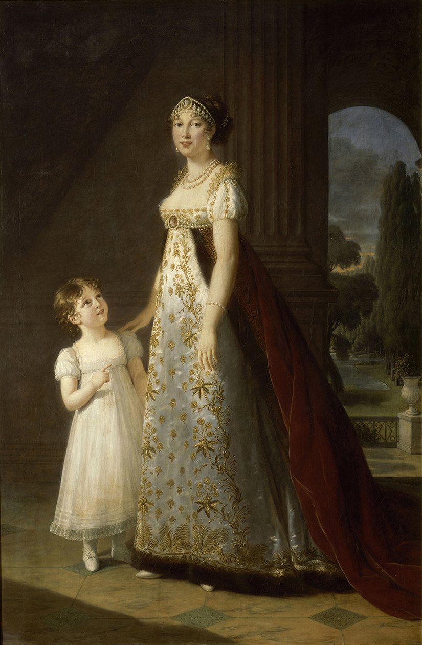 Muotokuva Caroline Bonapartesta 1782-1839, Napolin ja Sisilian kuningattaresta tyttärensä Letizian kanssa, 1807 tekijältä Elisabeth Louise Vigee Lebrun