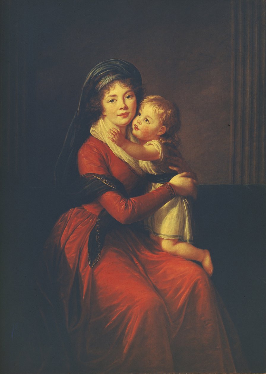 Prinsessa Alexandra Golitsynan muotokuva poikansa Pjotrin kanssa, 1794 tekijältä Elisabeth Louise Vigee Lebrun