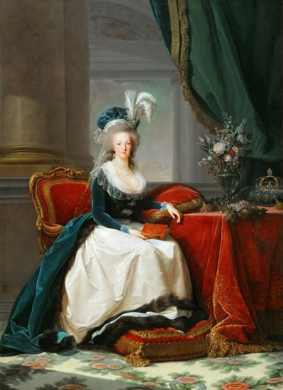 Muotokuva Ranskan kuningatar Marie Antoinettesta 1755-1793, noin 1788. tekijältä Elisabeth Louise Vigee Lebrun