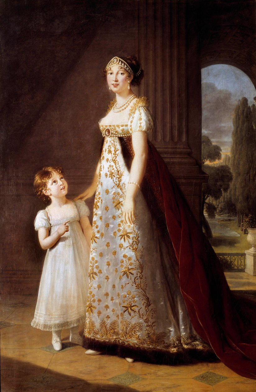 Muotokuvia Marie Annonciaden jalassa Caroline Bonaparte (1782-1839) Prinsessa Murat tyttärensä Laetitian (Maria Letizia Josephine Murat) kanssa tekijältä Elisabeth Louise Vigee Lebrun