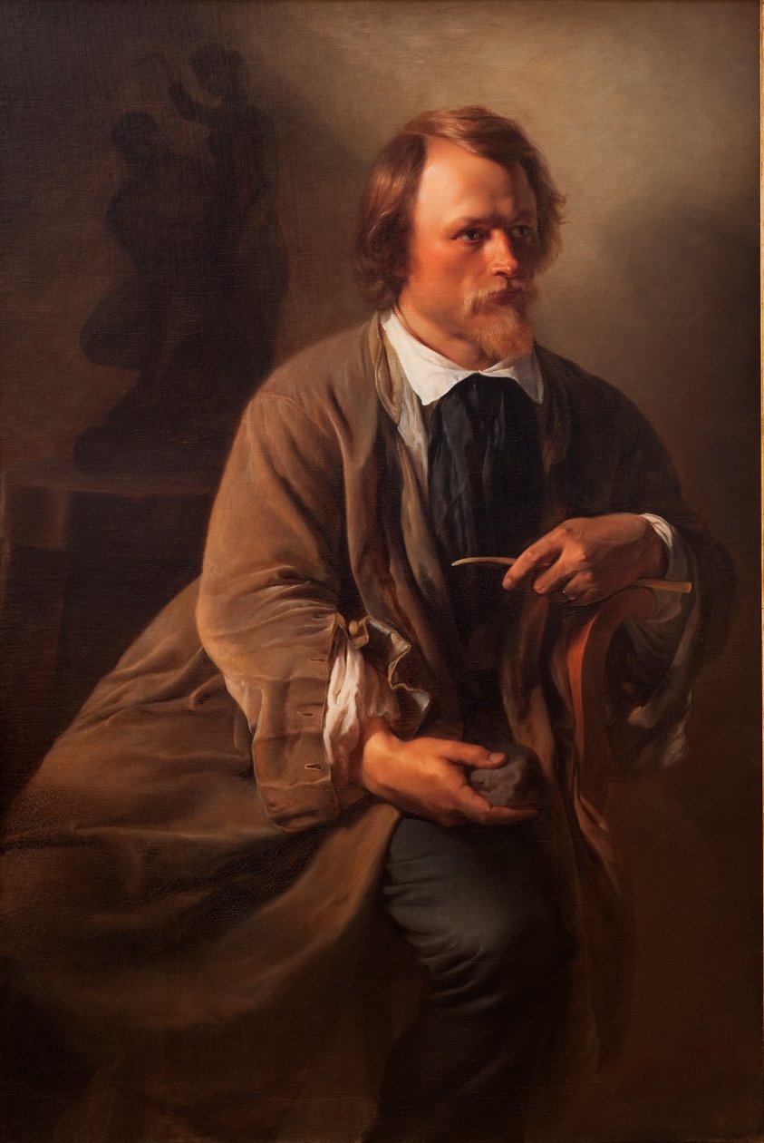Kuvanveistäjä Jens Adolf Jerichau, taiteilijoiden aviomies, 1846 tekijältä Elisabeth Maria Anna Jerichau Baumann