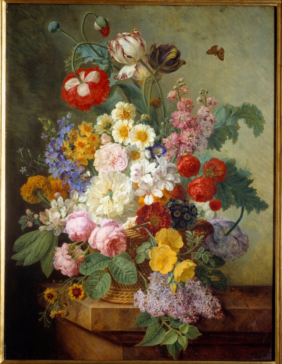 Kukat Rocaille-maalauksessa, Elise Bruyere (1776-1842) 1836 Sun. 0,84x0,64 m Rouen, musee des Beaux Arts - Kukkia kalliossa. Elise Bruyeren (1776-1842) maalaus tekijältä Elise Bruyere