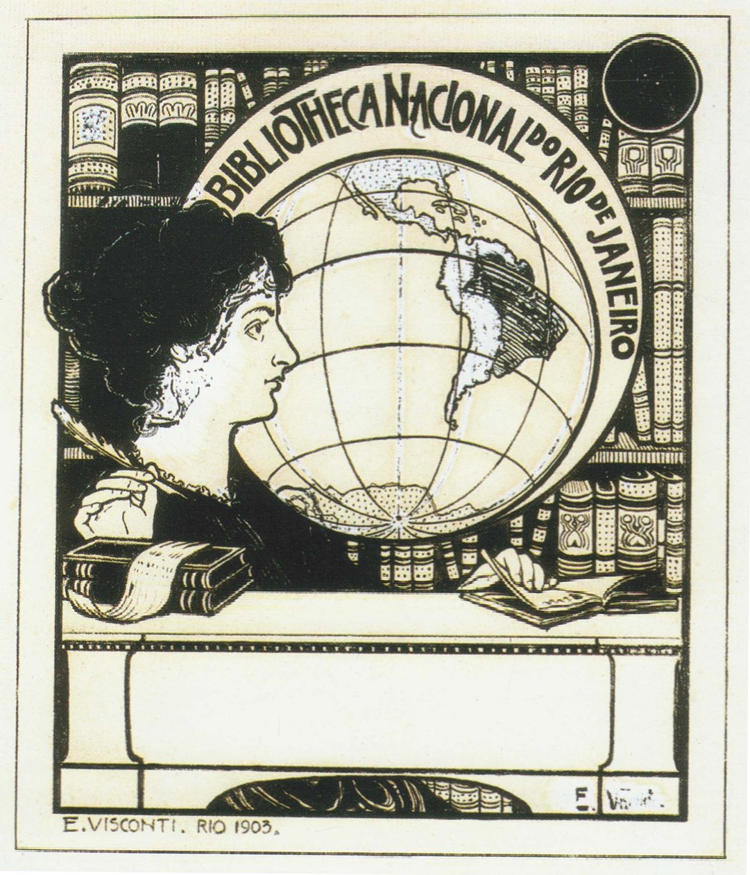 Brasilian kansalliskirjaston ex-libris tekijältä Eliseu Visconti