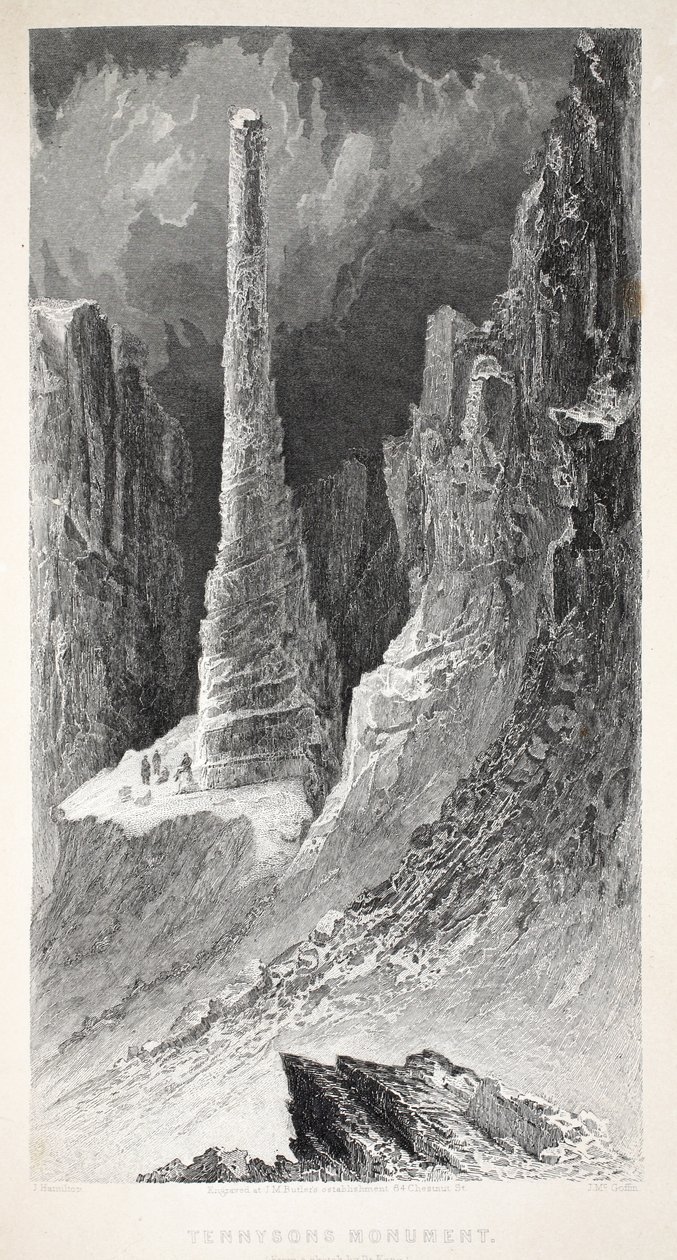 Tennysonin monumentti, kuvitus teoksesta "Toinen Grinnell-retkikunta Sir John Franklinia etsimässä...", 1856 tekijältä Elisha Kane