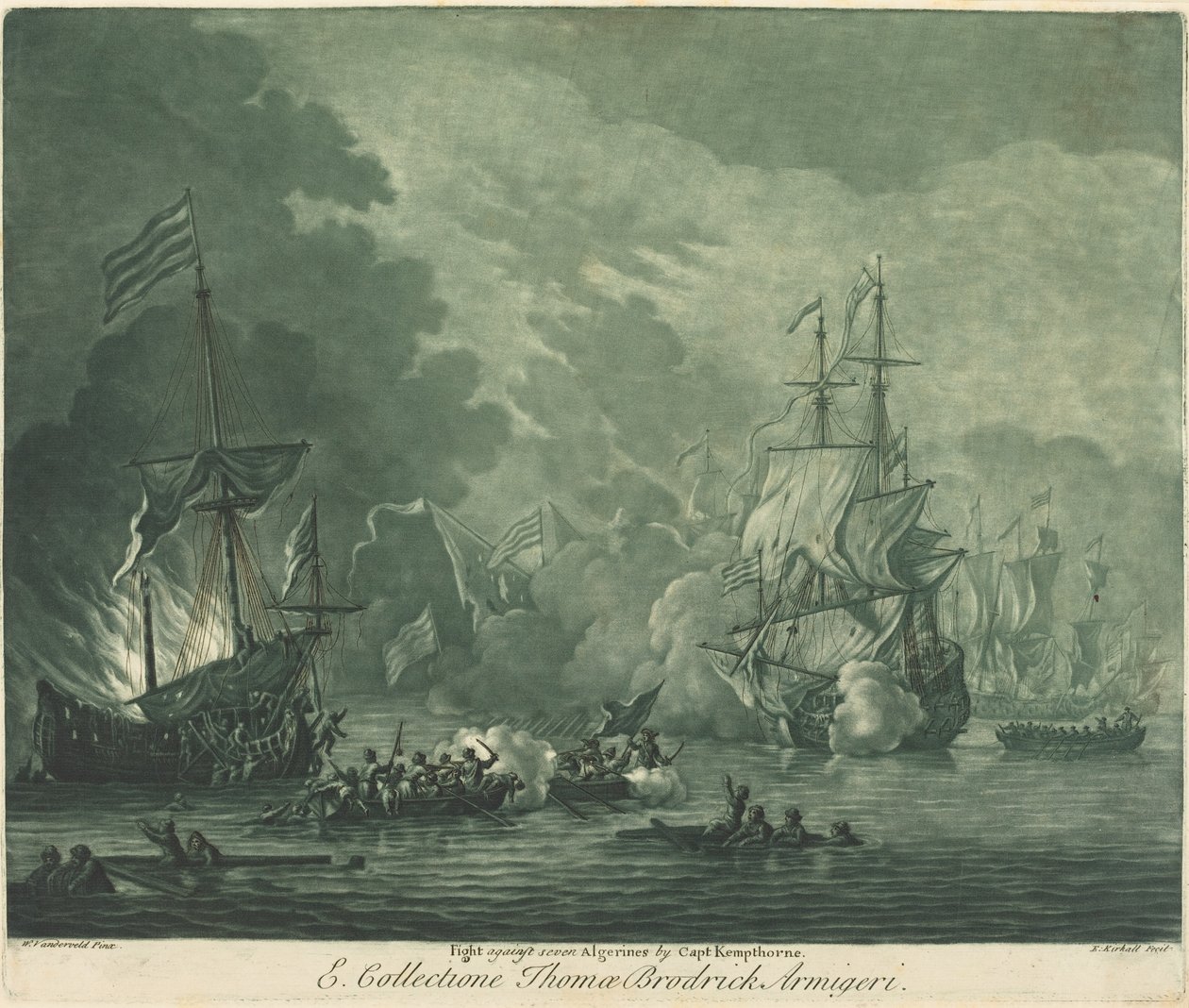 Taistelu seitsemää algeriinaa vastaan, 1720-luku. tekijältä Elisha Kirkall