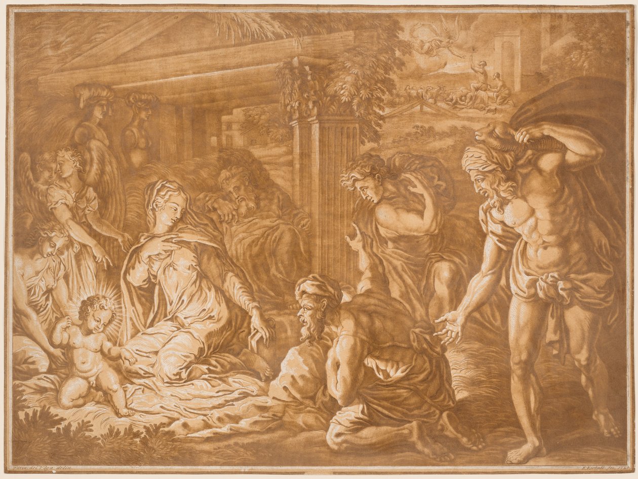 Paimenten palvonta, 1724. tekijältä Elisha Kirkall
