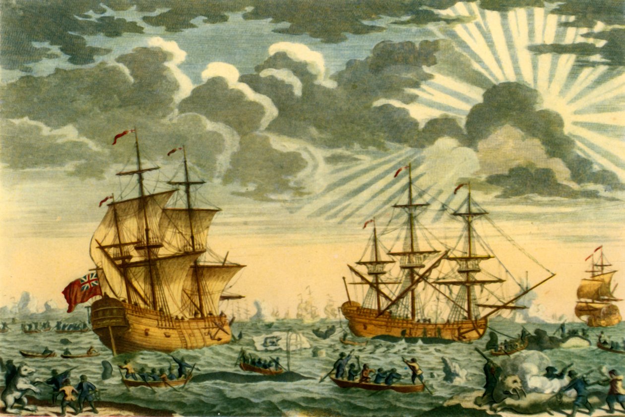 "Valaiden tai Grönlannin kalastus", 1720, 1946. tekijältä Elisha Kirkall