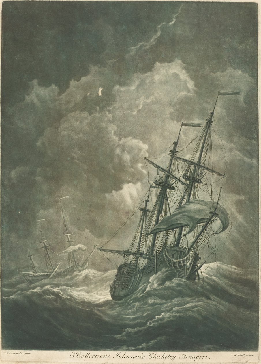 Lähetyskohtaus John Chicheleyn kokoelmasta tekijältä Elisha Kirkall after Willem van de Velde the Elder