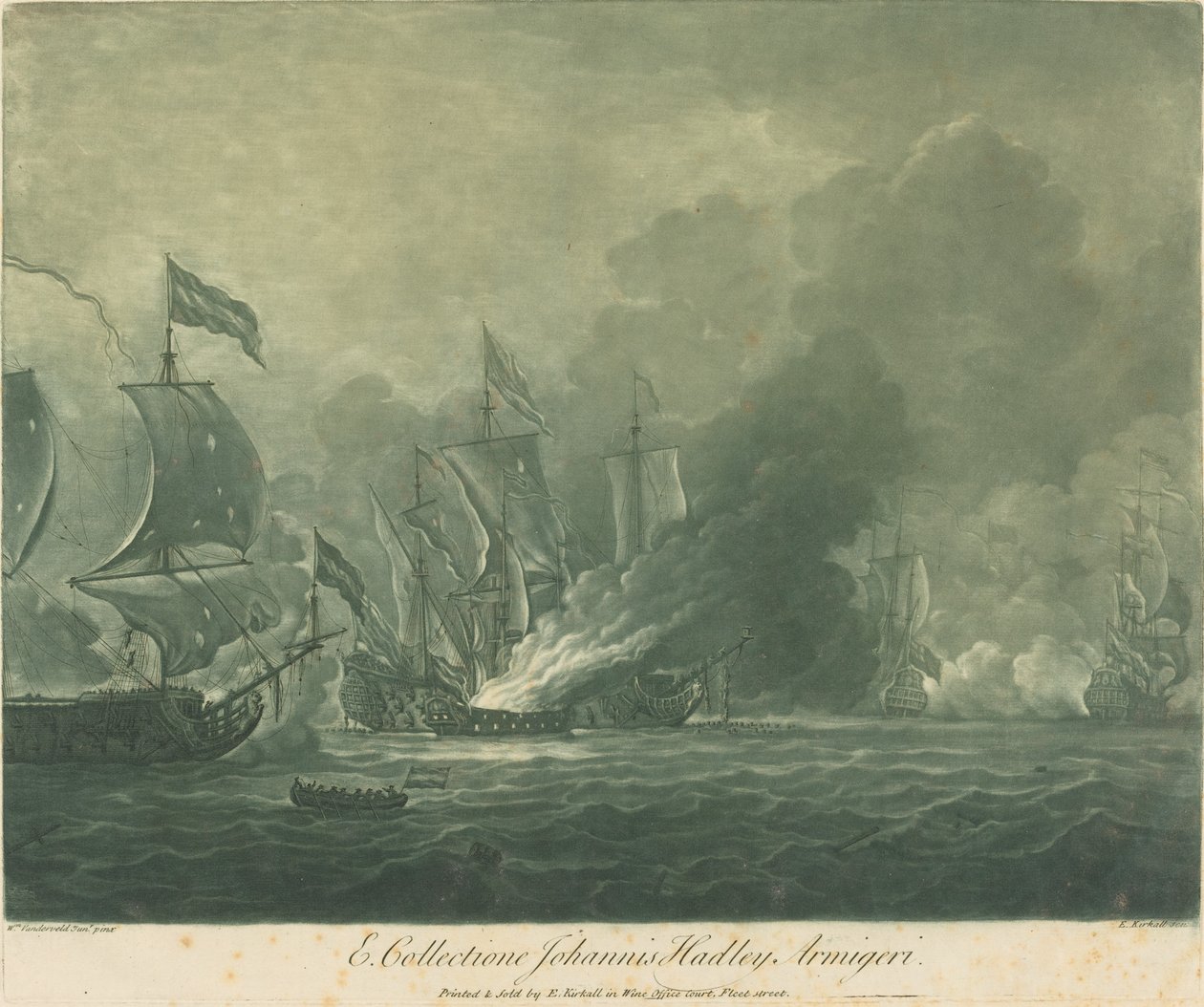 Lähetyskohtaus John Hadleyn kokoelmasta tekijältä Elisha Kirkall after Willem van de Velde the Younger