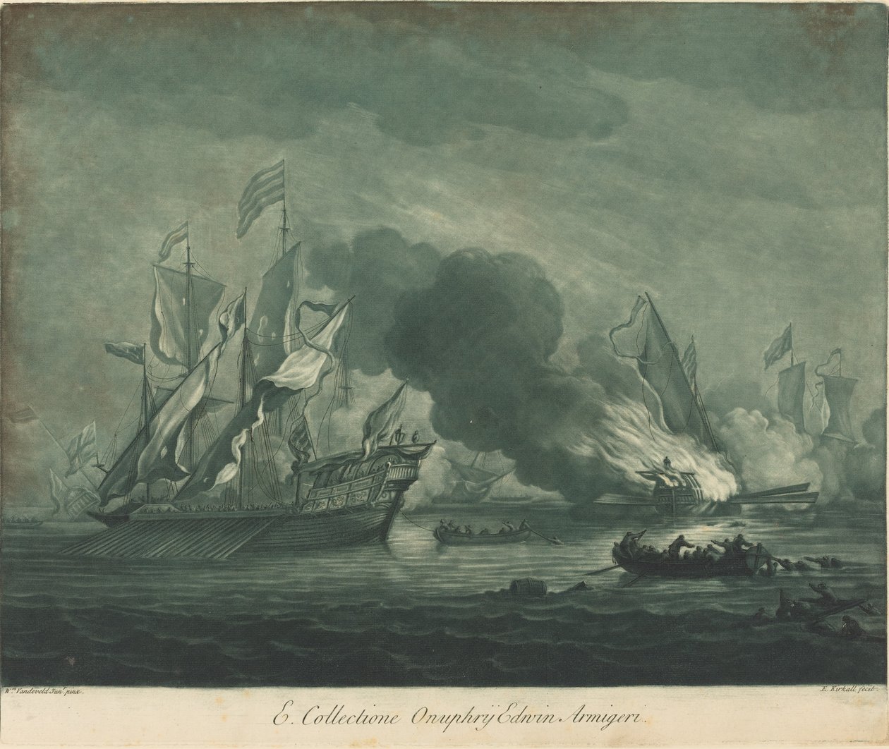 Lähetyskohtaus Onuphrij Edwinin kokoelmasta tekijältä Elisha Kirkall after Willem van de Velde the Elder