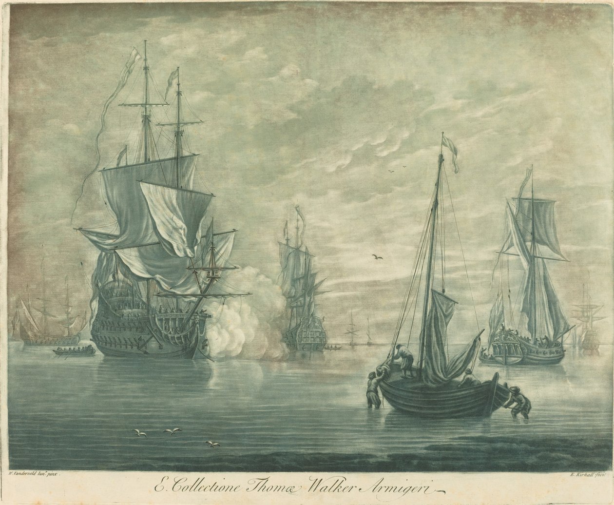 Toimituskohtaus Thomas Walkerin kokoelmasta tekijältä Elisha Kirkall after Willem van de Velde the Younger