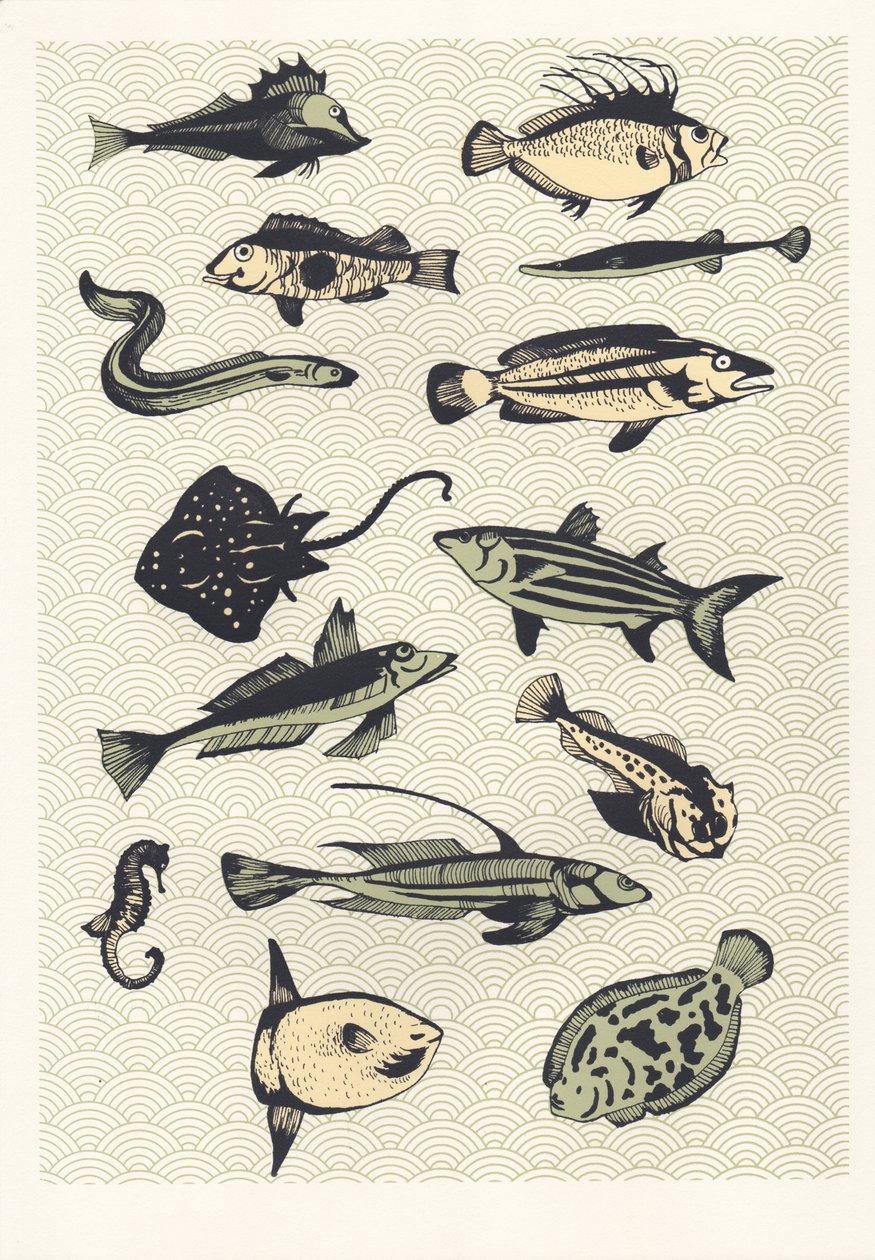 Keltainen japanilainen kala, 2016 (silmäpainatus) tekijältä Eliza Southwood