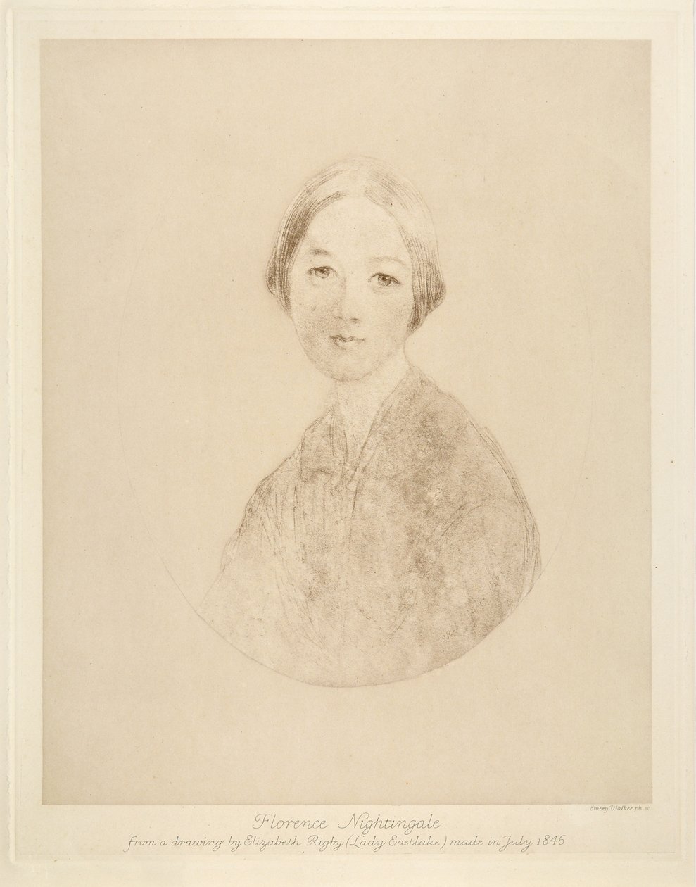 Florence Nightingale, kaiverrus Emery Walker, 1846 tekijältä Elizabeth Rigby