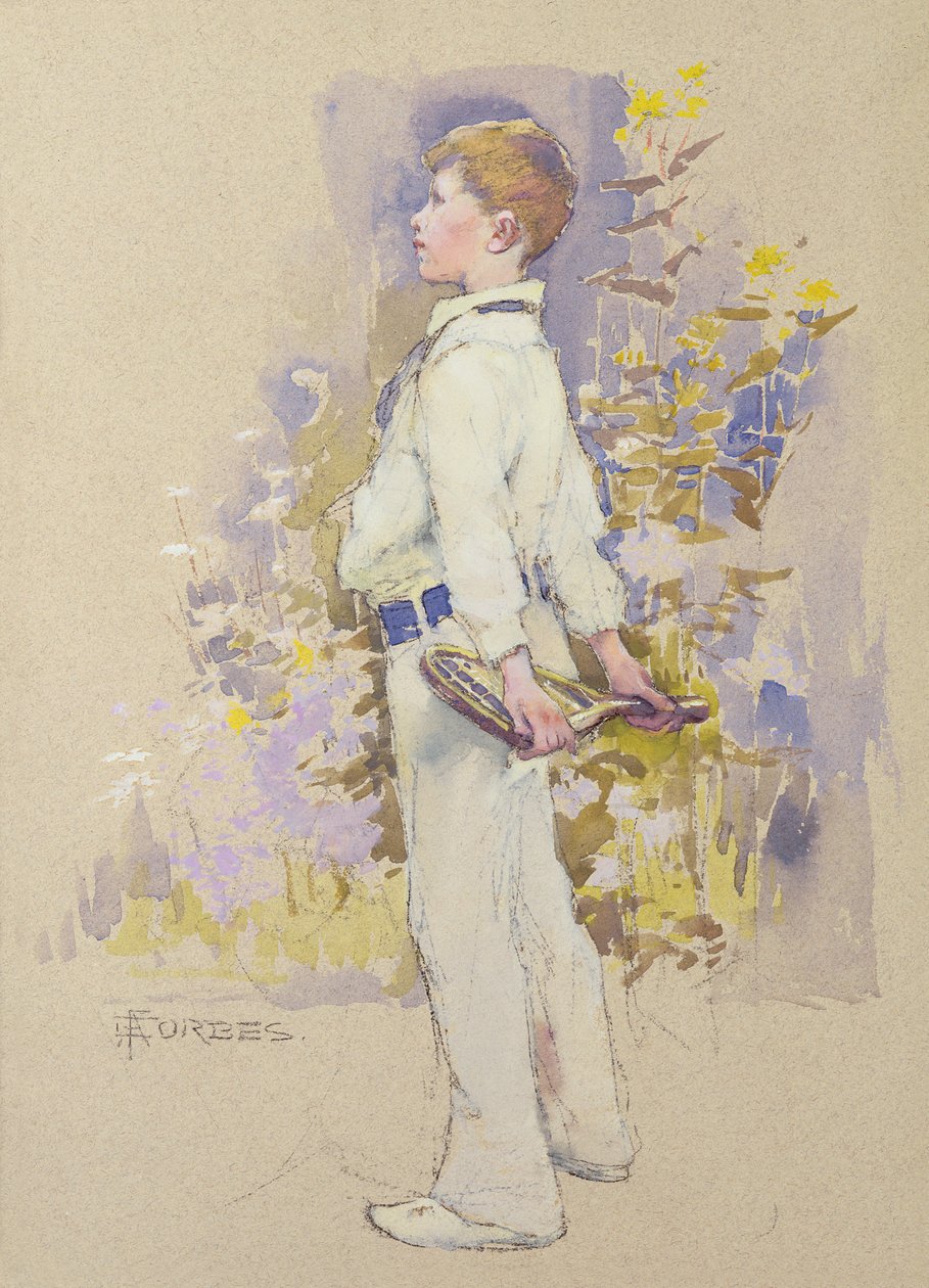 Alec valkoisissa (vesiväri paperille) tekijältä Elizabeth Adela Stanhope Forbes