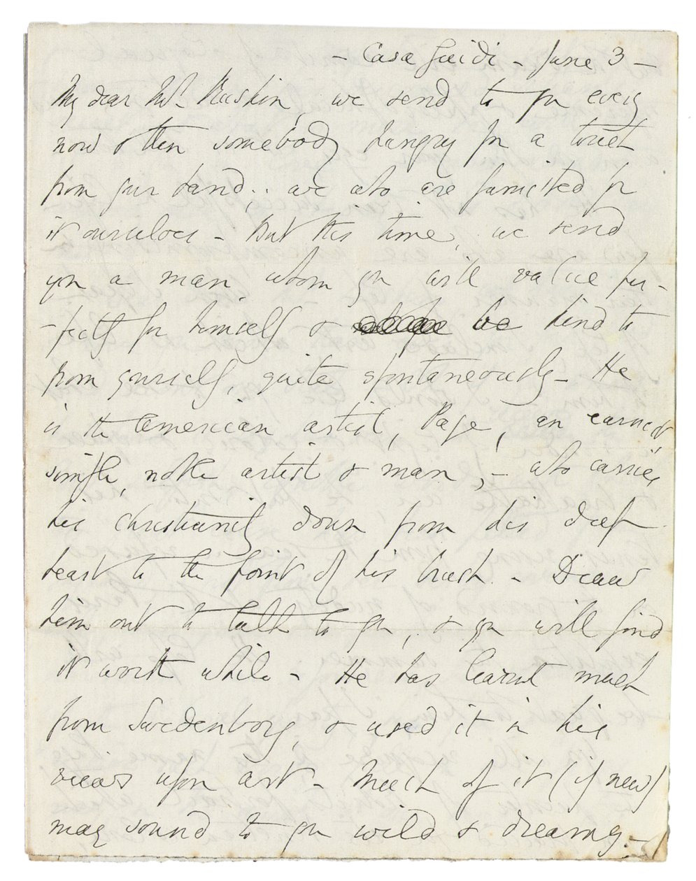 Nimikirjoituskirje John Ruskinille, Casa Giudi, Firenze, 3. kesäkuuta 1859 tekijältä Elizabeth Browning