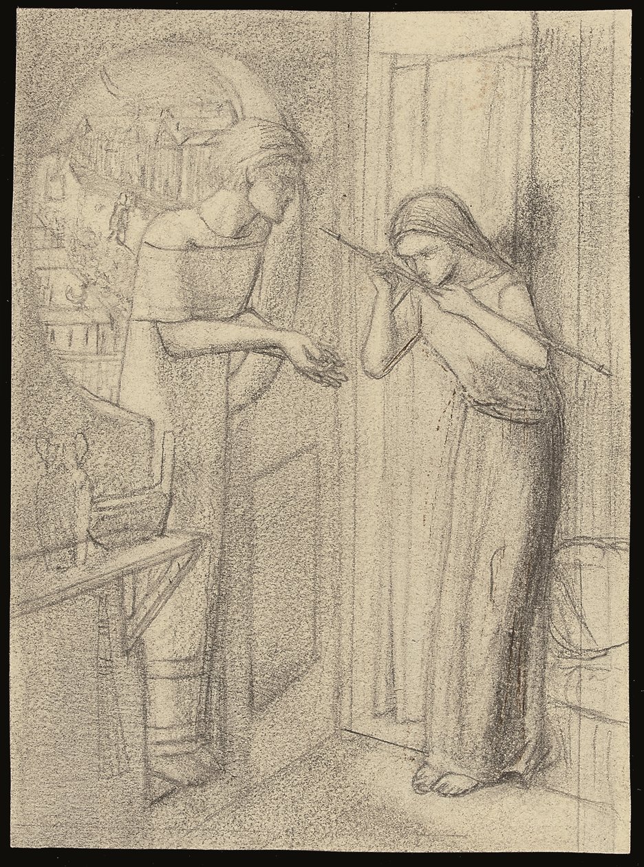 Clerk Saunders (kynä paperille) tekijältä Elizabeth Eleanor (1834 62) Siddal