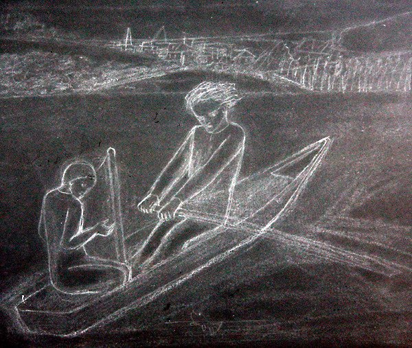 Soutuvene (kynä paperille) tekijältä Elizabeth Eleanor Siddal