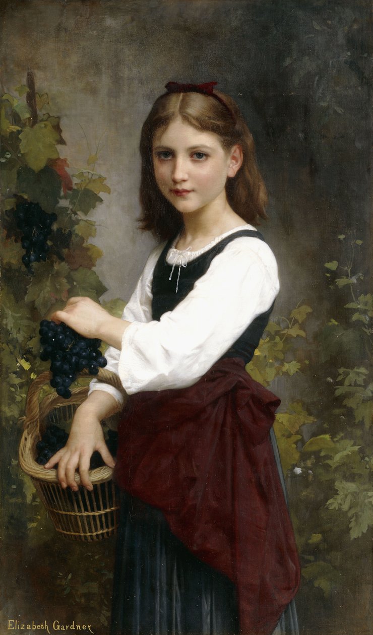 Nuori tyttö, jolla on viinikori, tekijältä Elizabeth Jane Gardner Bouguereau