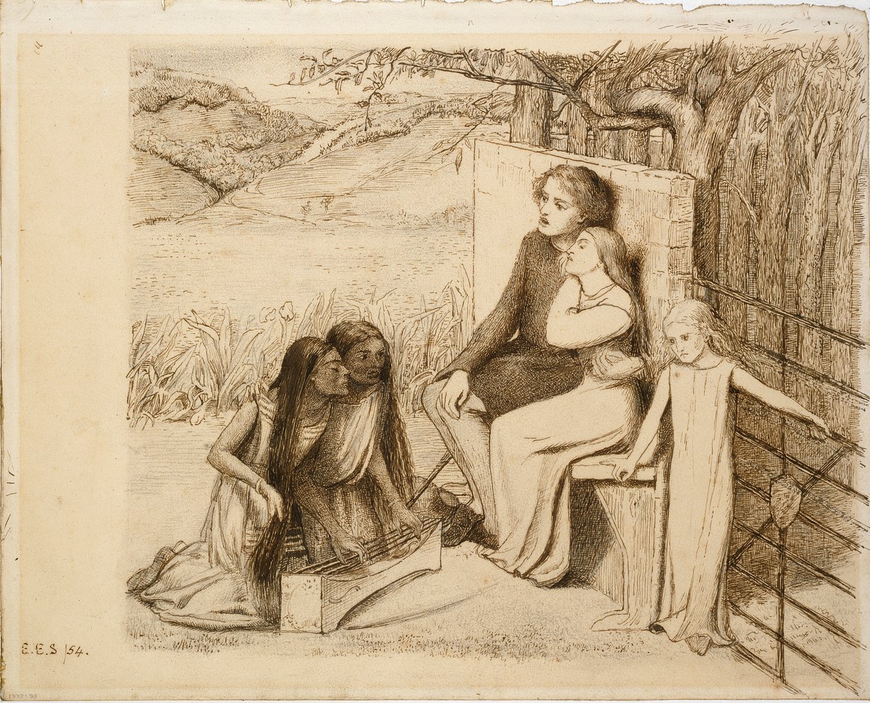 Kaksi rakastajaa, 1854 tekijältä Elizabeth Siddal