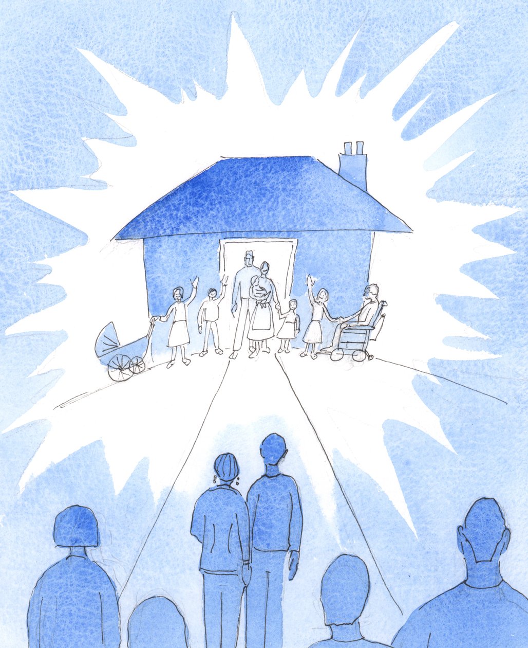 Kristillinen avioliitto, sellaisena kuin se tulisi elää, on kuin kukkulalle asetettu lamppu yhteiskunnalle; sakramentaalinen liitto täynnä armoa, 2005 (akvarelli paperille). tekijältä Elizabeth Wang