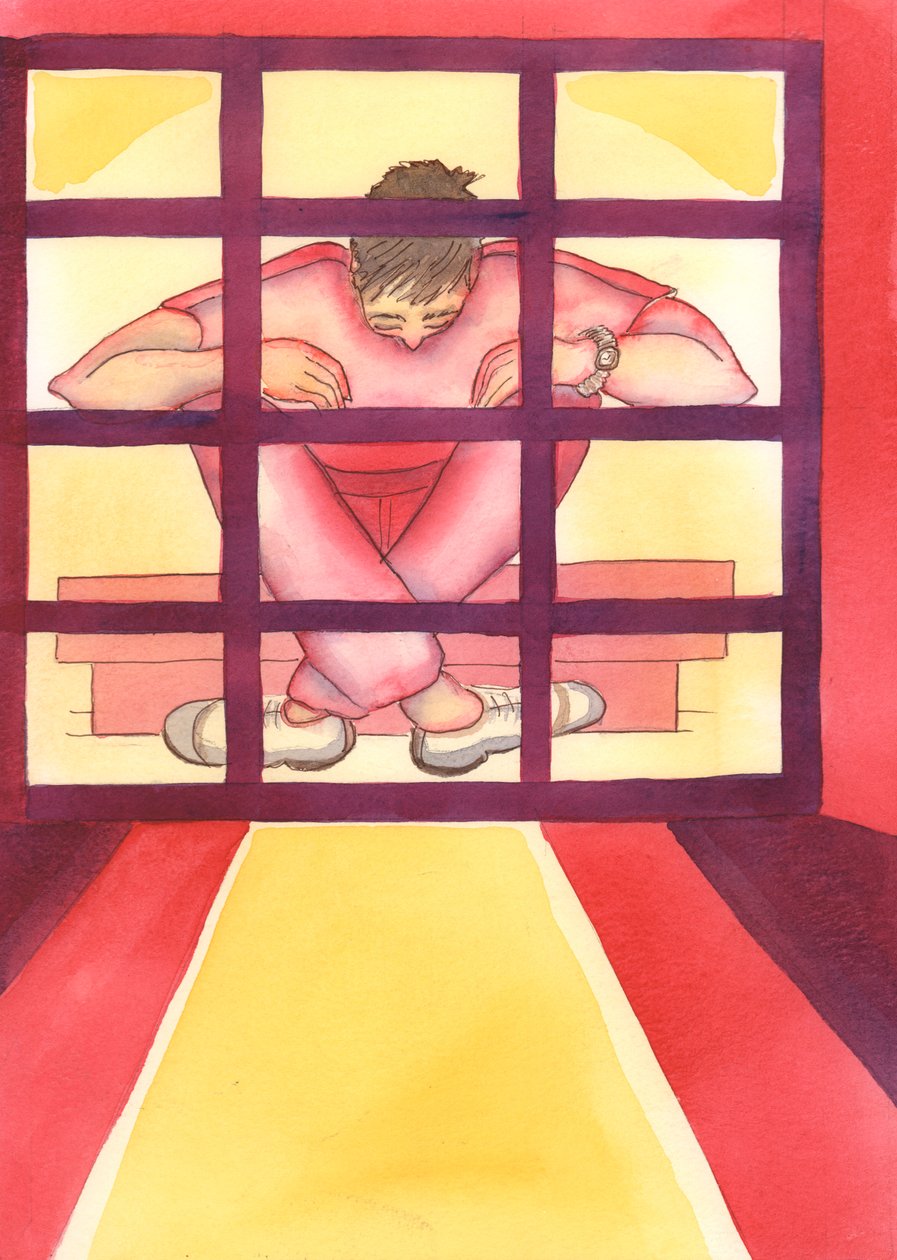 Synnin loukkuun jäänyt ihminen on kuin häkissä oleva vanki, avain sisällä, 2004 (paperilla) tekijältä Elizabeth Wang