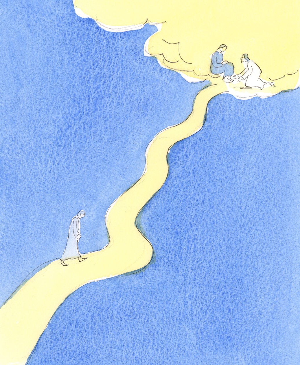 Henkilö, joka rakkaudesta Jumalaan rakastaa ja palvelee lähimmäistänsä, kävelee kovaa tietä kohti taivasta, jyrkät nousut, 2004 (paperilla) tekijältä Elizabeth Wang