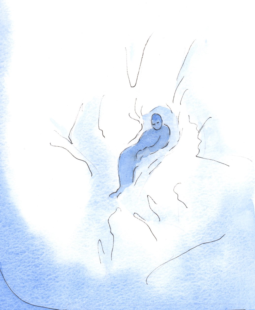 Kuten lapsi lepää lumikentällä leikkimisen jälkeen, voin levätä Jumalassa, Hänen jumaluudessaan kehdona, aina kun käännyn Hänen puoleensa luottaen, 2003 (paperilla) tekijältä Elizabeth Wang