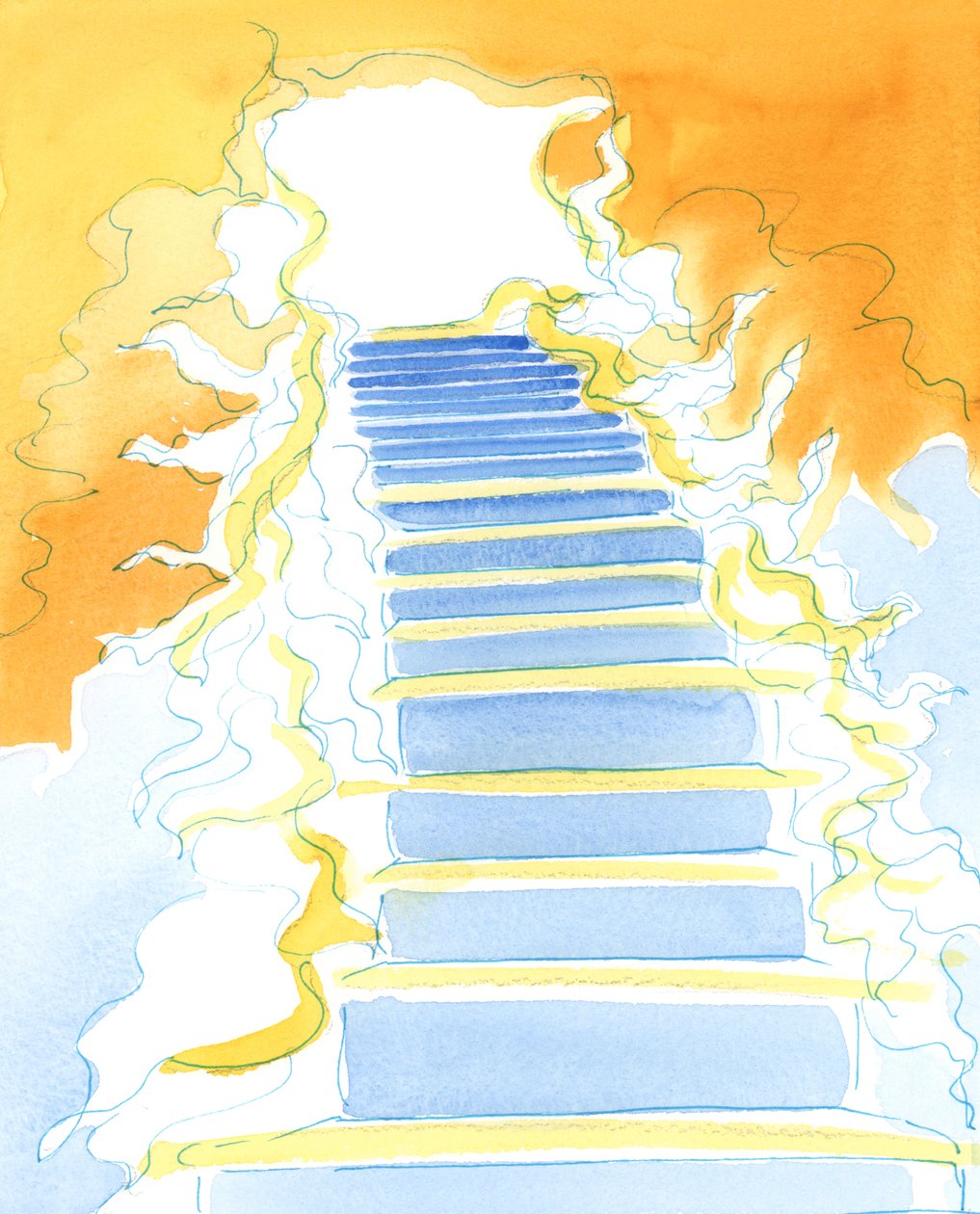 Ikään kuin taivaan "ovesta" Jumalan armot vuotavat ulospäin, portaita alas, meille, alla oleville, 2003 (paperilla) tekijältä Elizabeth Wang