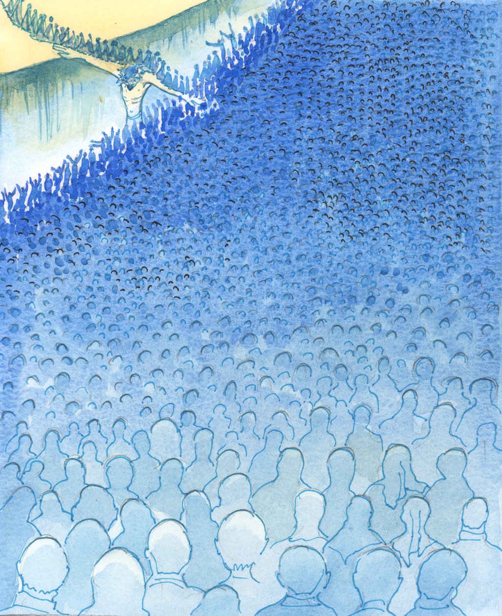 Kun ihmiset liikkuvat kohti kuolemaa ja kuilua, jotkut eivät näe siltaa toiselle puolelle, 2003 (paperilla) tekijältä Elizabeth Wang