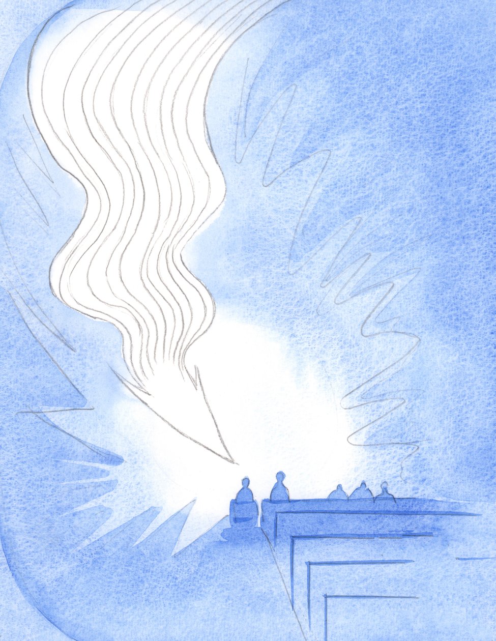 Pyhällä ehtoollisella laskeutui suuri liekki, kuin nuoli. Kristus oli saapunut Henkensä voimassa, Isän elämässä, omassa rakkaudessaan, 2001 (paperilla) tekijältä Elizabeth Wang
