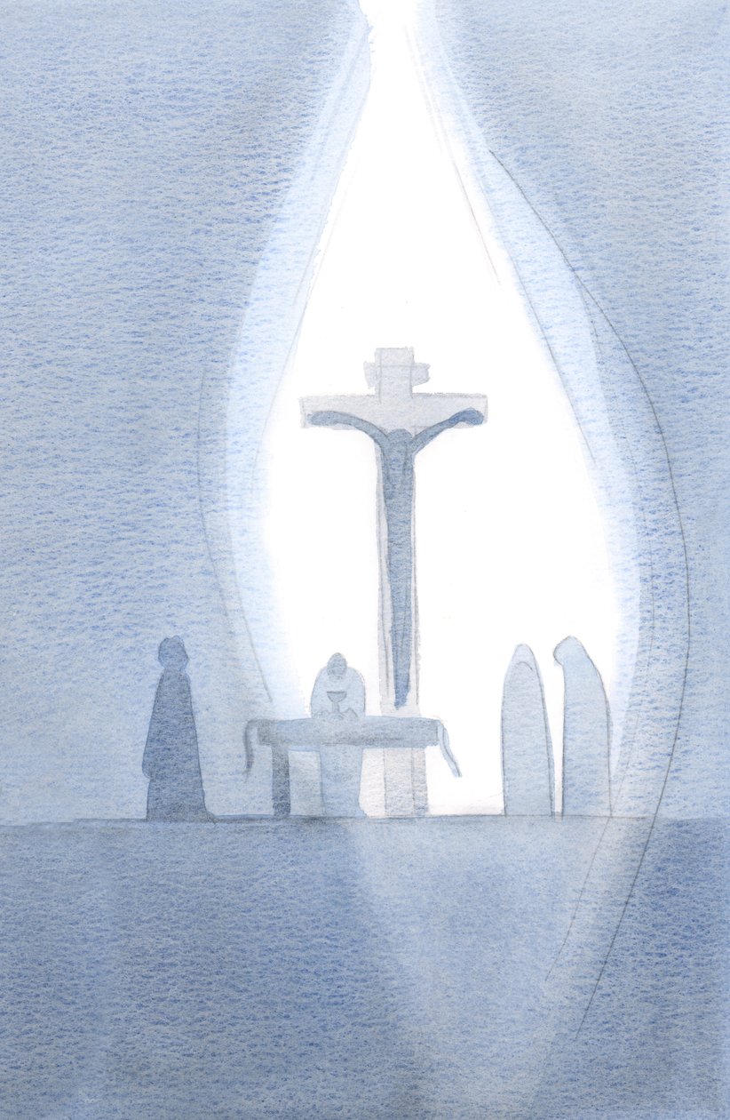 Jokaisessa messussa tulemme olemaan läsnä Golgatan yhdelle uhrille, ikään kuin esirippu avattaisiin meidän edessämme, 2001 (paperilla) tekijältä Elizabeth Wang