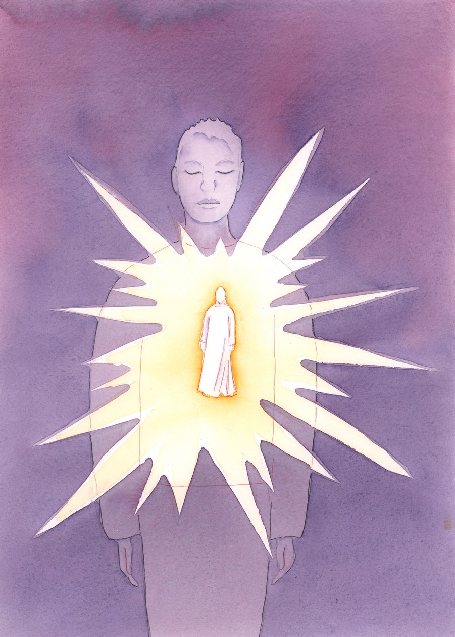 Pyhän Hengen kautta Kristus on läsnä kastetun sielussa, loistaen rakkauttaan ja viisauttaan, säteilee sielua jumalallisella ilolla ja hyvyydellä., 2004 (paperilla) tekijältä Elizabeth Wang